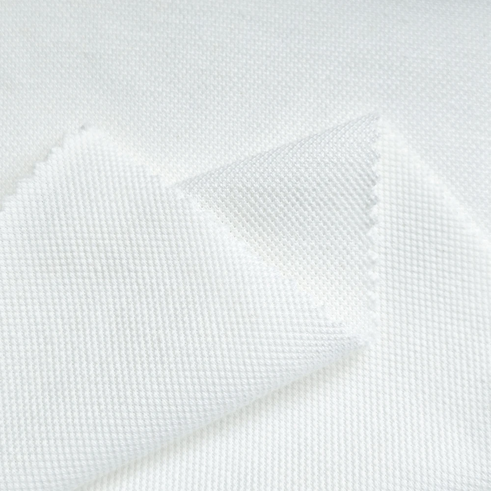 Wicking Breathable 200GSM TC 85/15 Polyester Cotton White Mesh Pique Fabric For Men Polo T-shirts Uniform