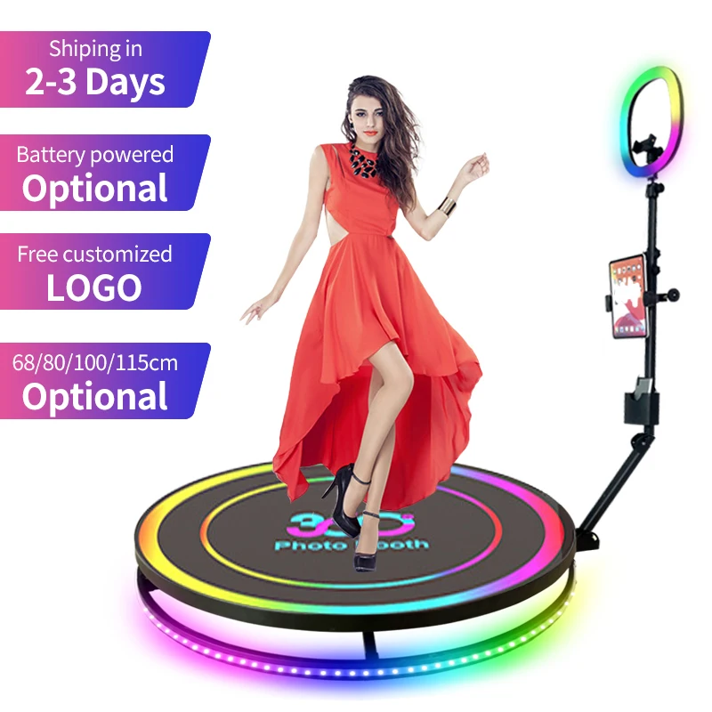 Mini 360 68cm Portable Small Size Easy Carry Rental Business Wedding Slow Motion Show Time Camera Photo 360 Booth Party