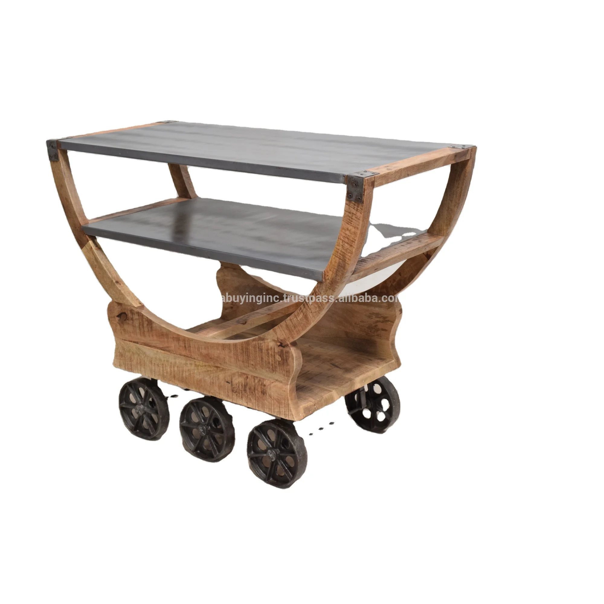 Modern Islands Trolleys Shelving Wood Board Utility Carts Organizer Storage Trolley Kitchen Rolling Cart