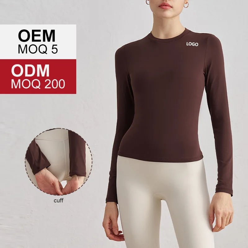 ADCX42005 Women Crew Neck Long Sleeves Fitness Yoga Tops Soft Workout Gym Wear