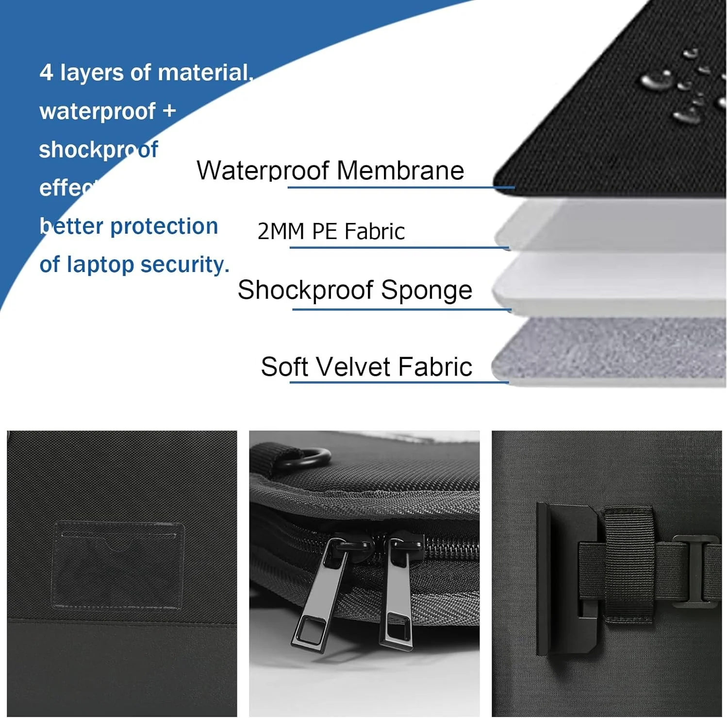 OEM Custom Print Hard EVA Laptop Sling Bag Computer Cover Cases Messenger Laptop Carry Business Bag with Handle Black for Women