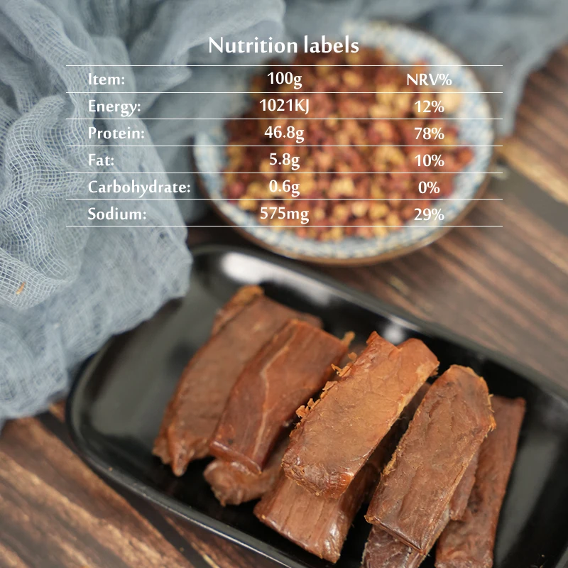 65g Wholesale Factory Instant Food Notch Package Natural Dried Beef Jerky Buffal Meat High Protein Leisure Snacks