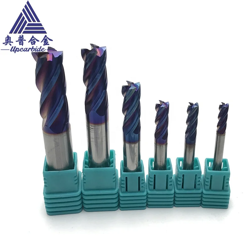 65HRC milling cutter 4 flutes blue nano coated carbide tools flatten tungsten endmill carbide