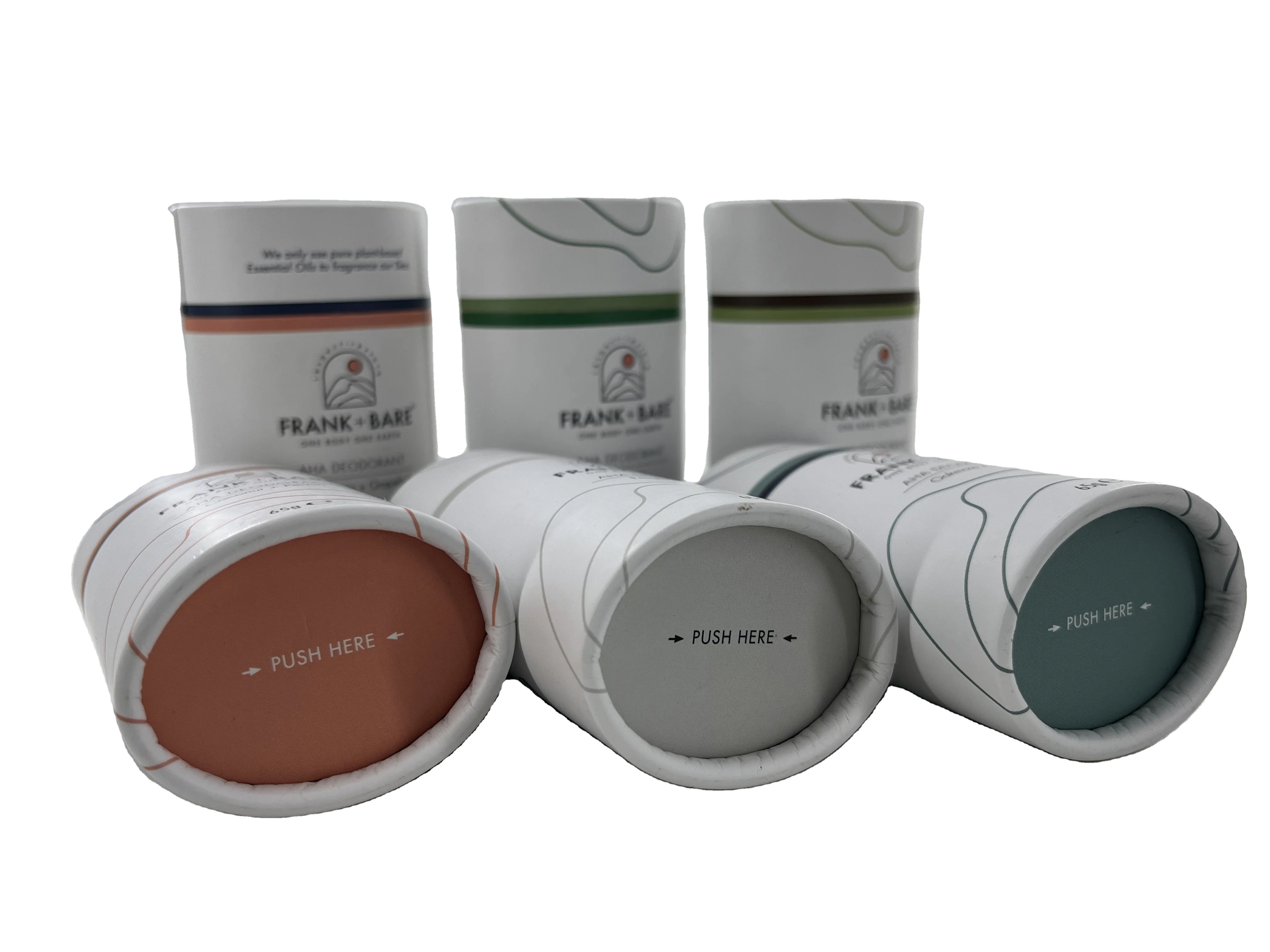 Custom Oval Natural Deodorant Solid Stick Containers Packaging Eco Friendly Cardboard Twist Up Kraft Paper Tube