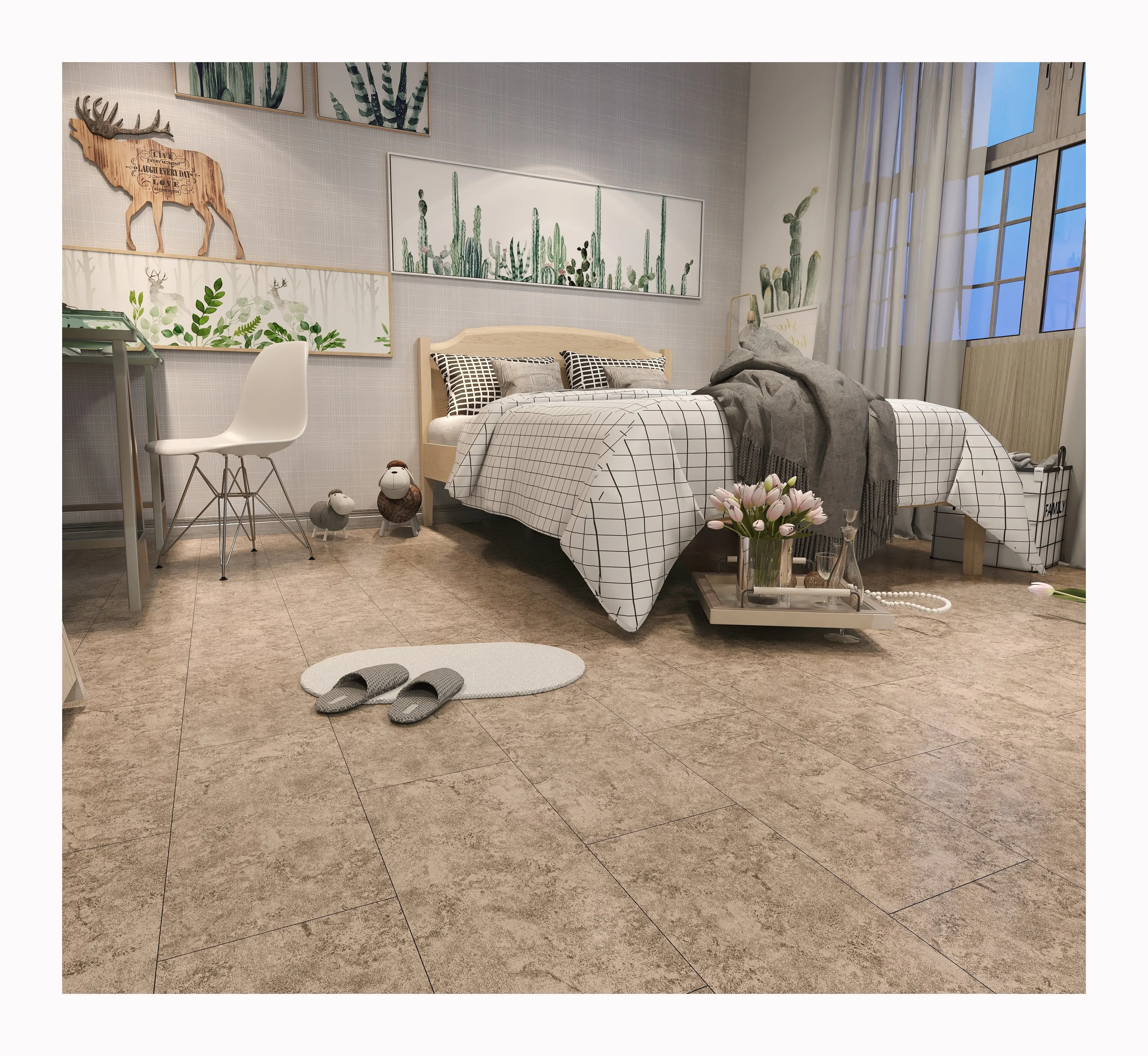 Flexible 2 3MM Dry Back Marble Texture Waterproof PVC Vinyl Floor Glue Down Luxury Vinyl Tiles For Residential Use
