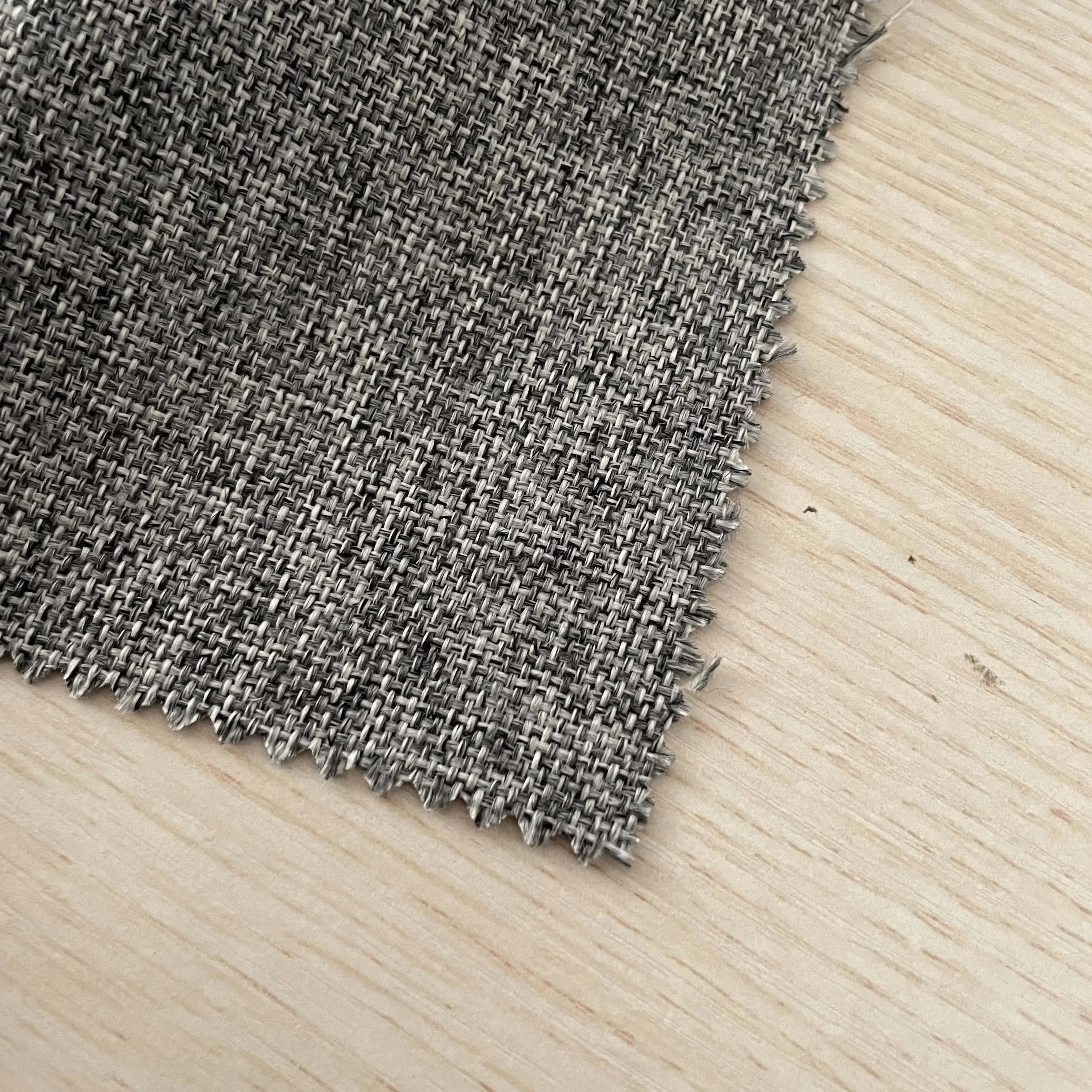 100% Polyester yarn dyed black and white color wide width linen like curtain fabric