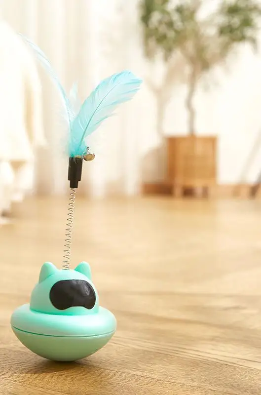 Pets Cat Teasing Toys Interactive Feather High Elastic Spring Tumbler Cat Teaser Stick Cat Stick toy