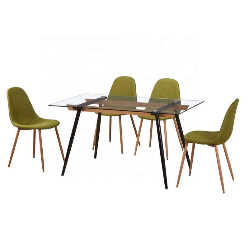 Hot sale living room furniture modern rectangle metal leg tempered glass dining Table
