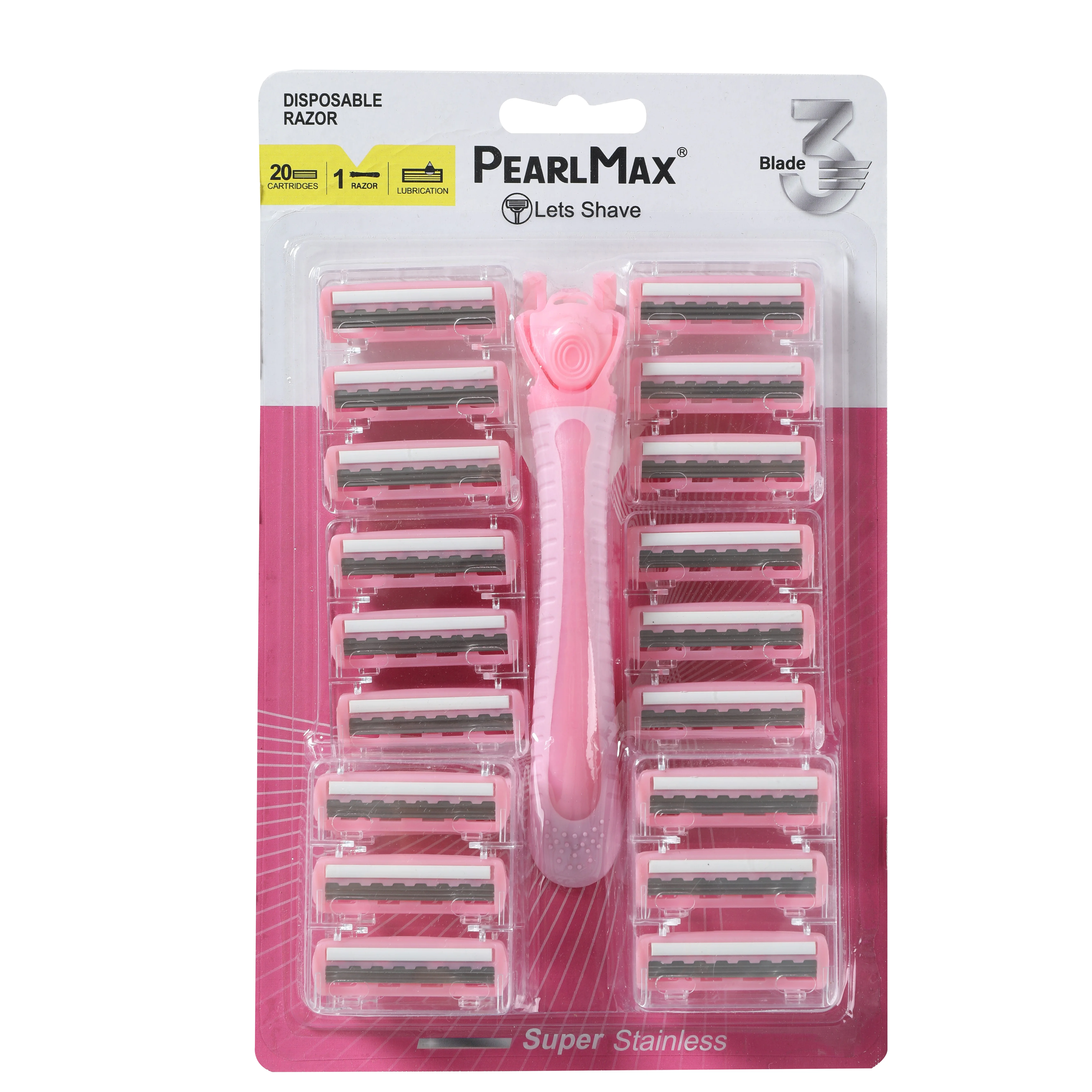 Pearlmax Factory Triple Blade Razor With Pivoting Head Good Quality Rubber Handle Razor