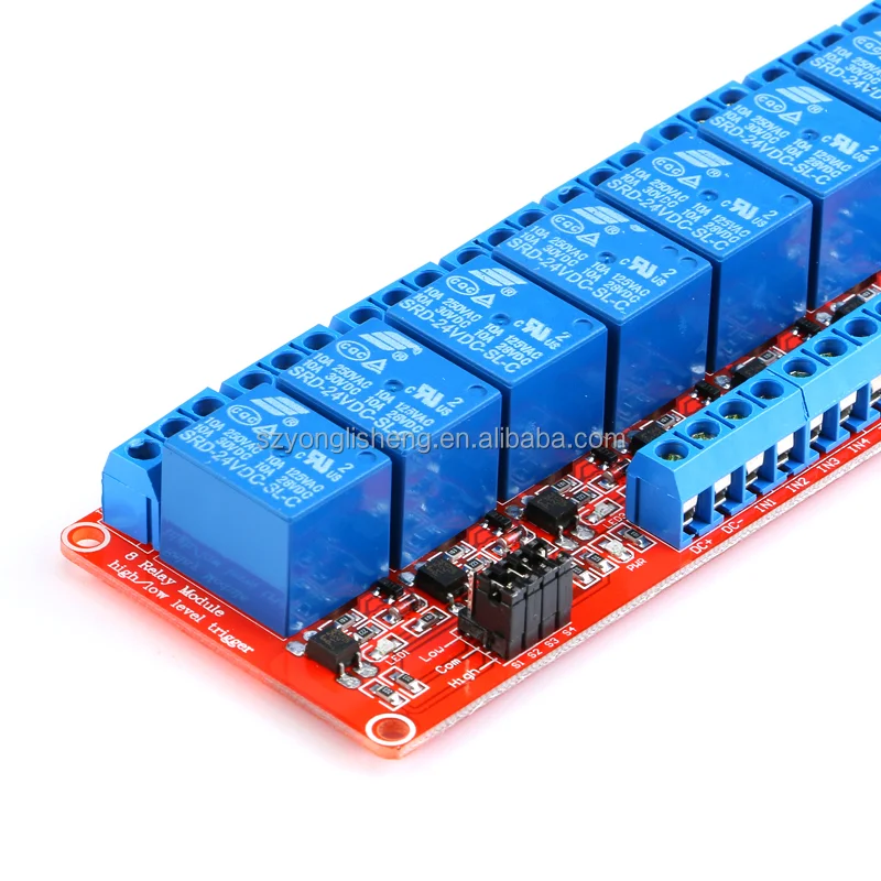 Stock DC 5V 12V 24V 30A 8 Channel Relay Module With Optocoupler Isolation