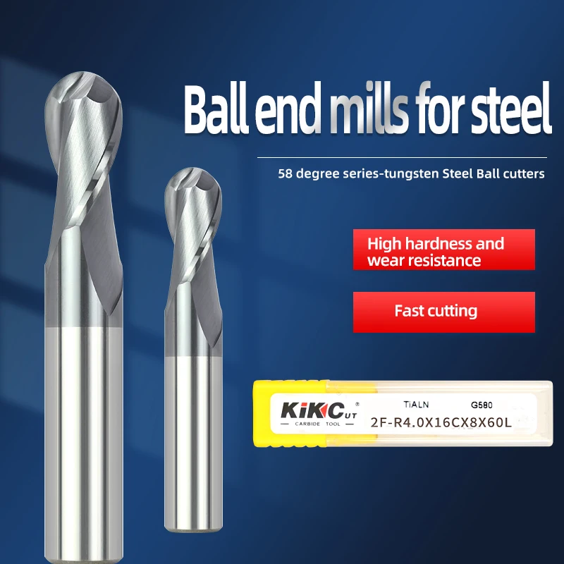 Ball Nose End Mill  Carbide Milling Ball Cutter With Nano Black Coating CNC Cutting Tools