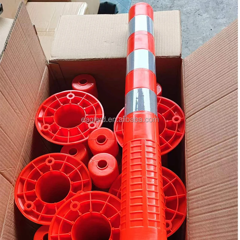 75cm Yellow Flexible traffic delineator PU warning spring post