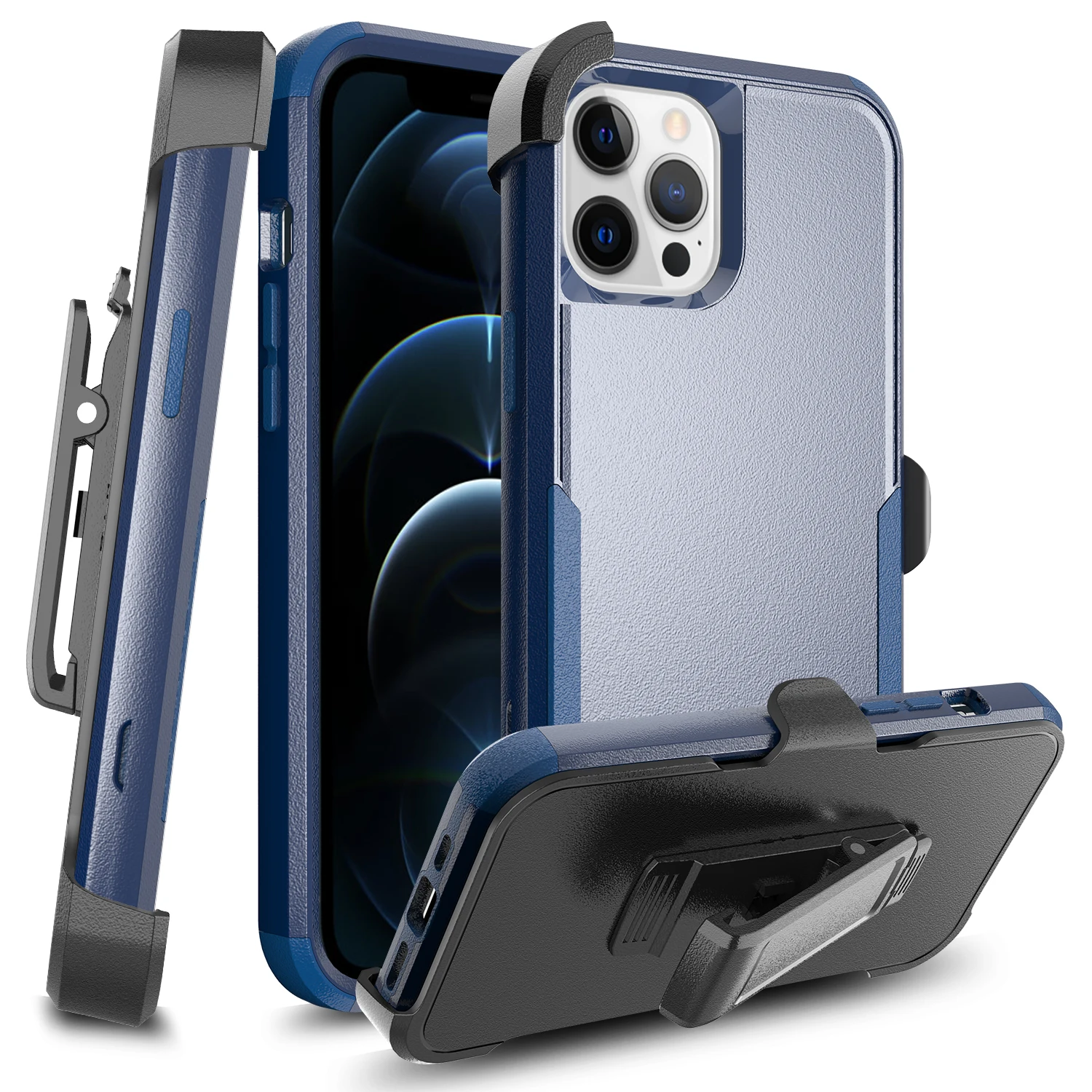 
Heavy Duty Rugged Case, Belt Clip Holster Kickstand Protective Armor Cover For iPhone 12/12 Pro max 