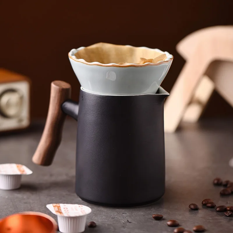 Ceramic Coffee Filter Cup Conical Hand-Brewed Coffee Filter Cup Single Hole Threaded Filter Cup