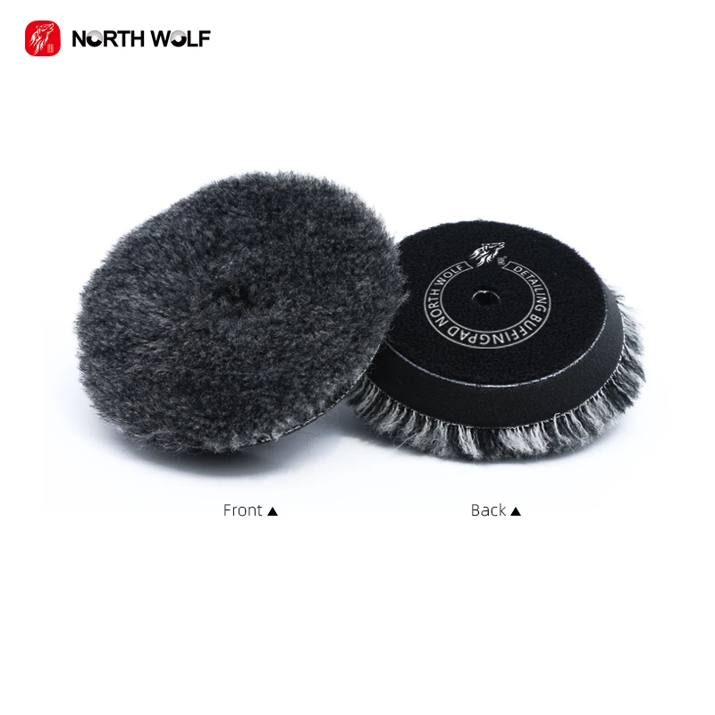 North Wolf 3inch Black & White Color 100% Wool Medium Cut Car Polishing Buffing Pads For Detailing