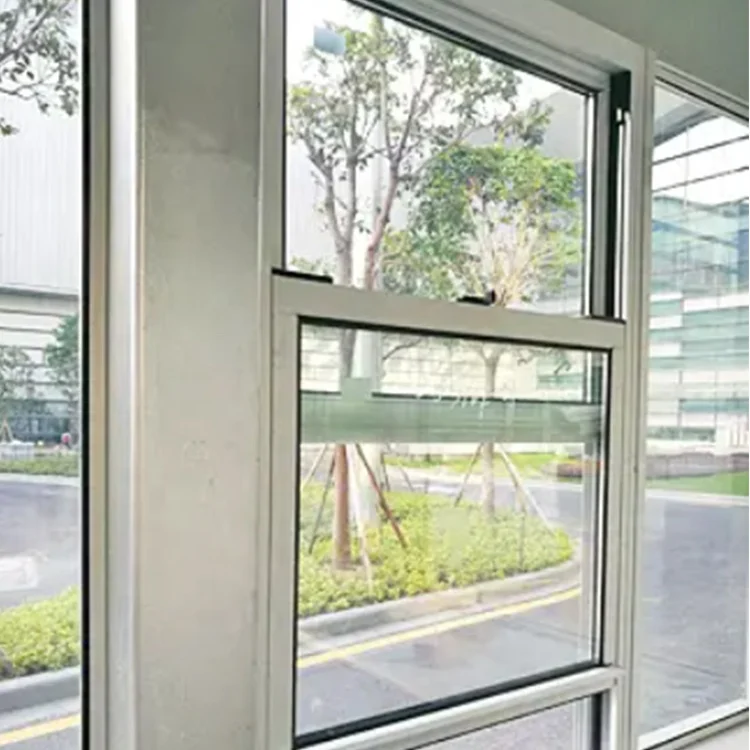 Simple design black aluminum vertical up and down sliding windows double single glass hung sash windows