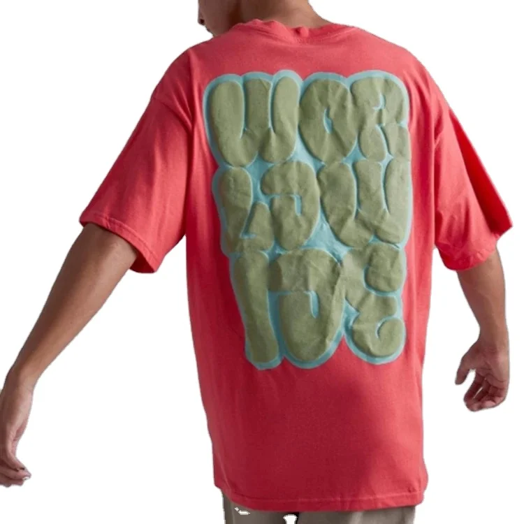 OEM custom logo o neck short-sleeve summer oversized 100% cotton men tshirt for 3d puff print t-shirts