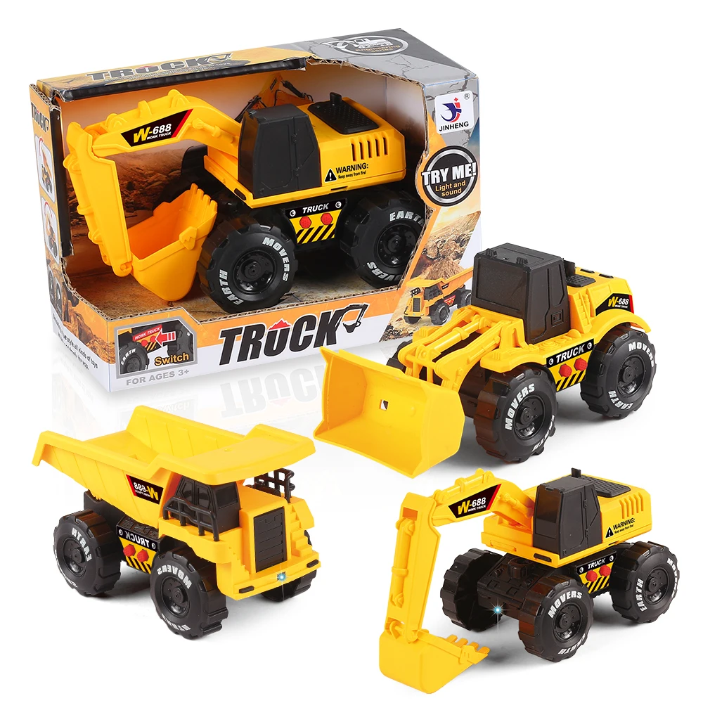 
1:18 Light & Sound Friction Toy Vehicles 6.5 Inch Mini Construction Vehicles Truck Toys For Kids 
