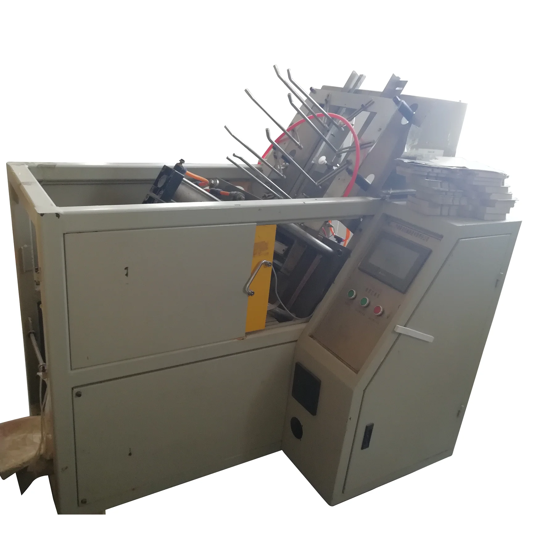 fully automatic paper lunch  box making machine with heat sealing