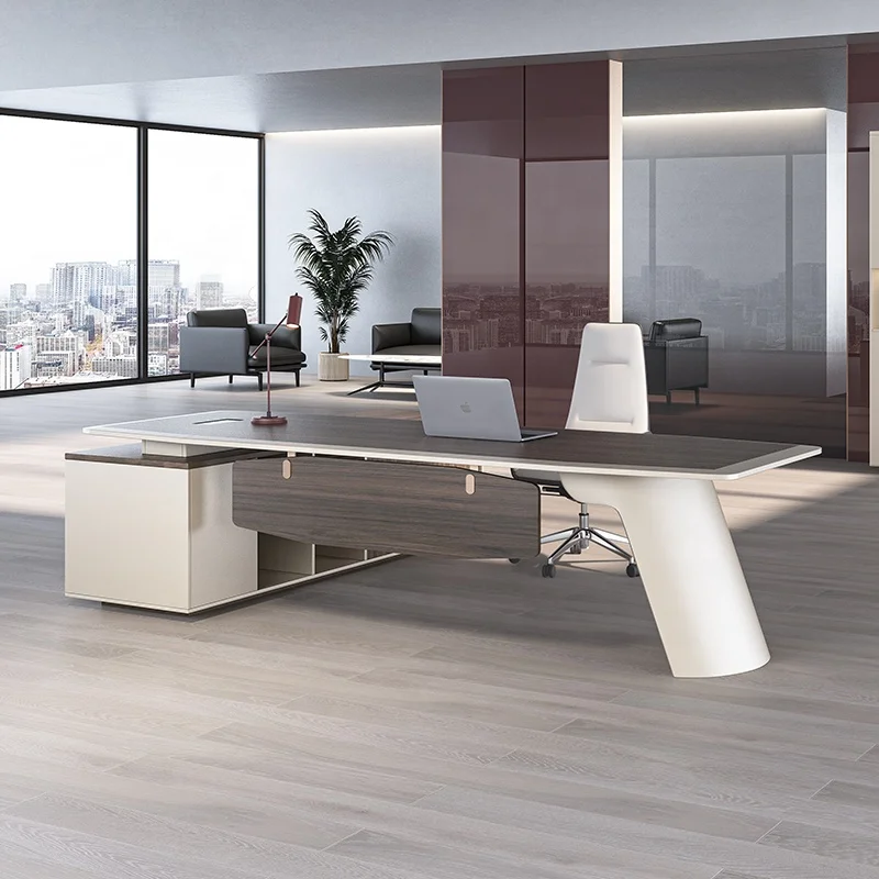 Modern Light Luxury L Shaped Office Furniture Desk Boss CEO Executive Office Desk