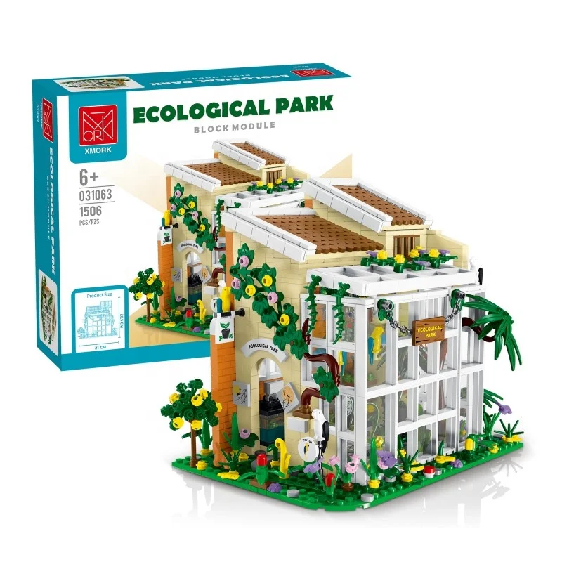 MORK 031063 Sunshine House  Ecological Park building blocks 1506pcs Street View  Modular Building For Kid Gift