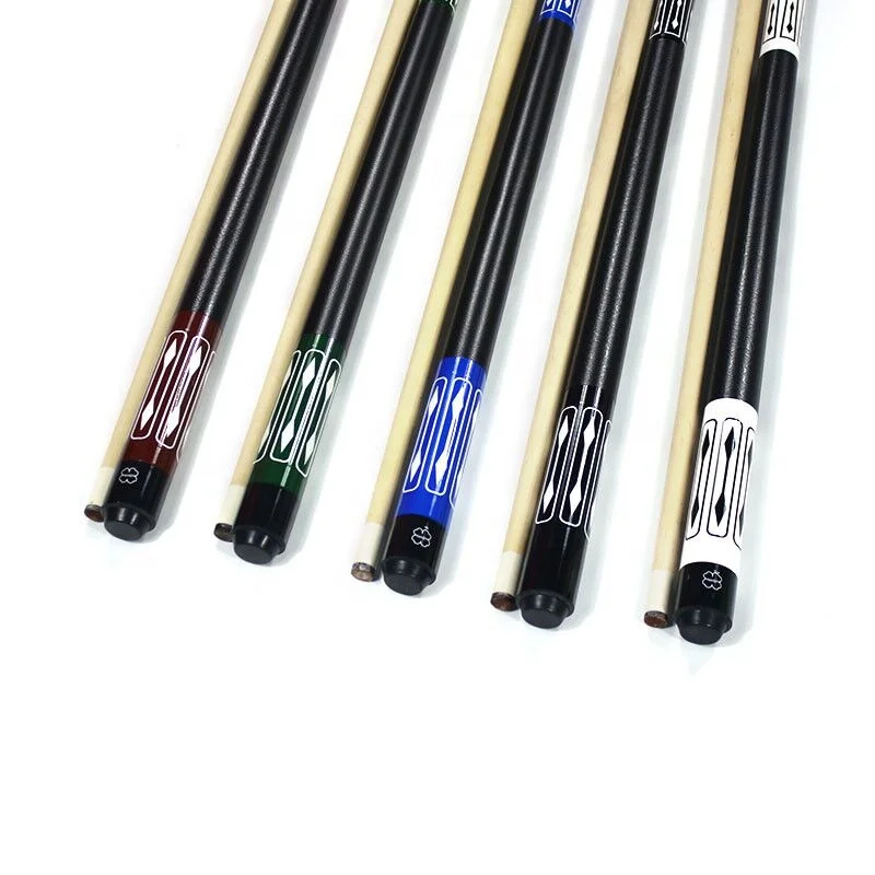 Ody Wholesale random choice mixed 57 inches billiard pool cue 13mm 2-PC Wooden Billiard cue stick with leather butt