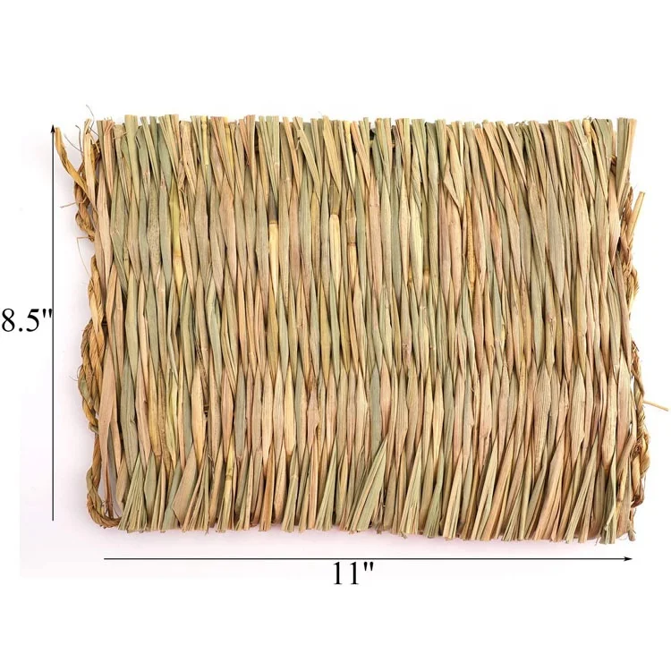 Woven Bed Mat for Rabbits - Grass Mat & Bunny Bedding Nest - Chew Toy Bed for Guinea Pig Chinchilla