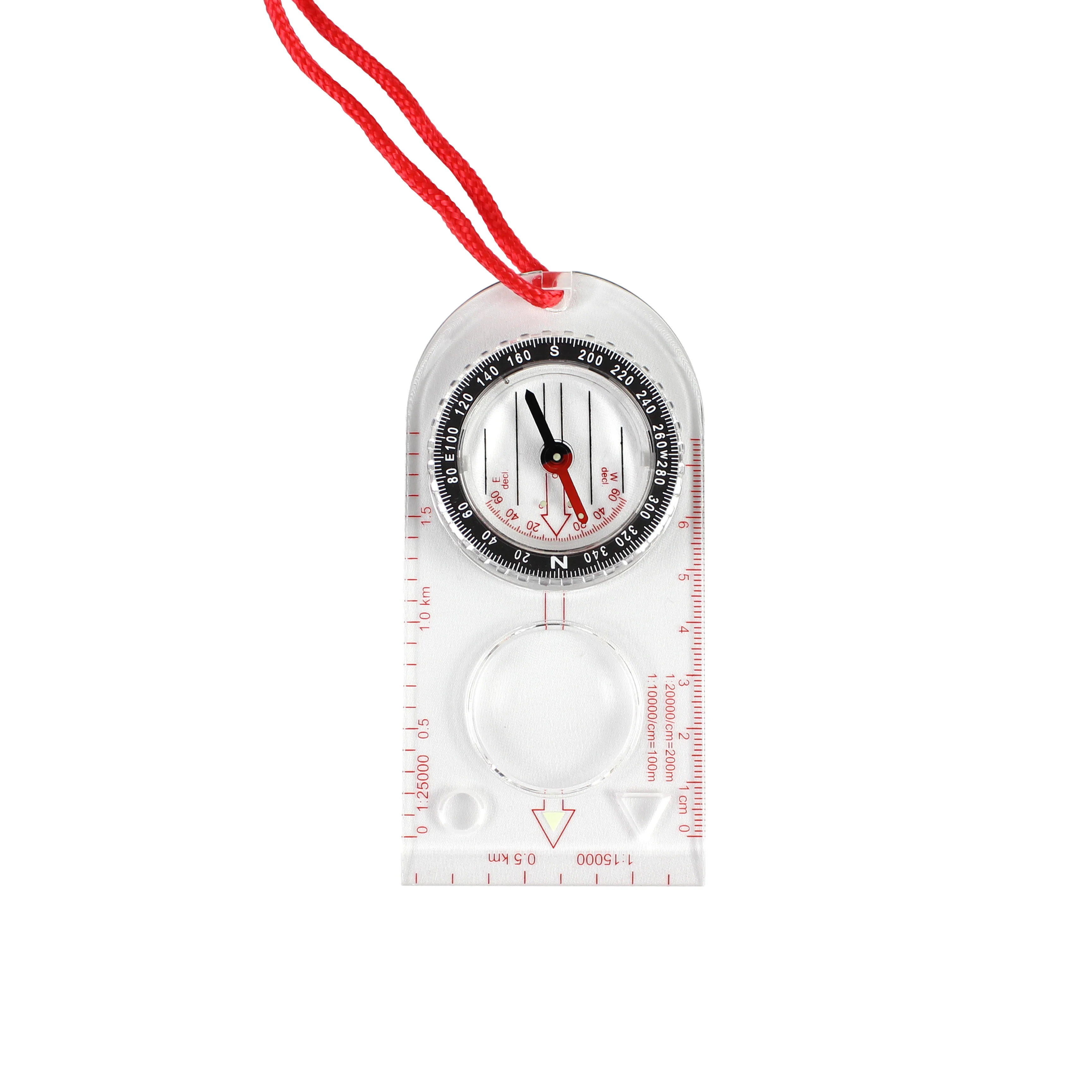 Portable Pocket Size Scout Compass Map Ruler Magnifier Compasses For Hiking, Geometry Compass With Adjustable Lanyard And Hole