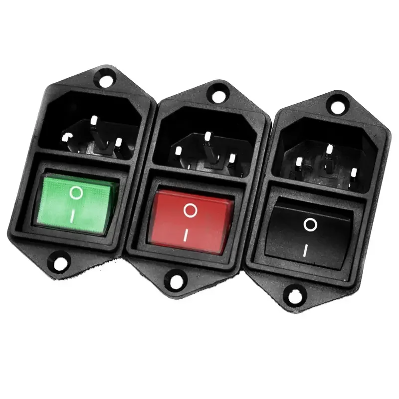 Kcd1 Rocker Switch With Push Button Micro Power AC OR DC Adapter / Pcb Jack / Led Connector 2 3 4 5 6 Pin Mini Socket Switch
