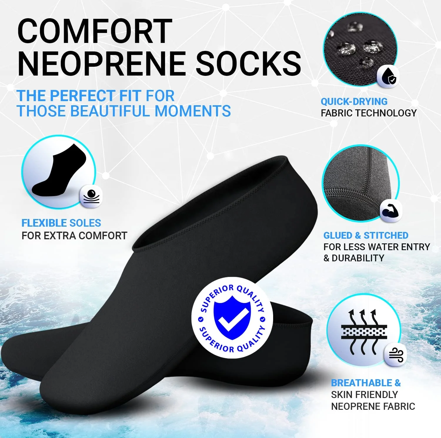 OEM Swimming Diving Snorkeling Training Short Fins Adjustable Straps Diving Fins Swimming Flippers And Neoprene Waterproof Sock