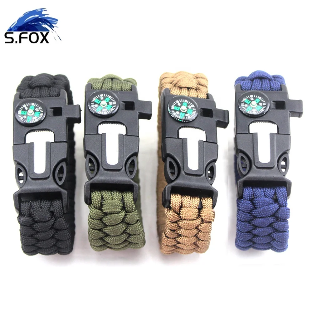 Outdoor Camping 5 in 1 Military Braided Adjustable Survival Paracord Bracelet With Knife