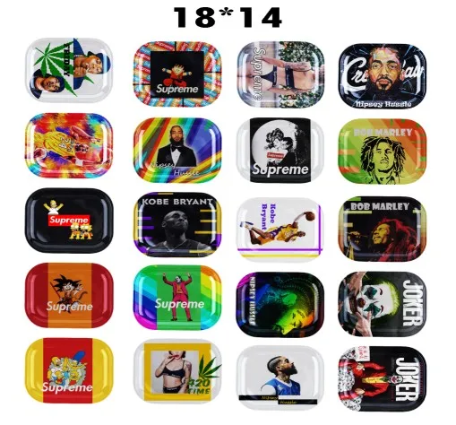 A Custom Tin Plain Rolling Tray Smoke Metal Weed Rolling Tray Set Wholesale with Cover