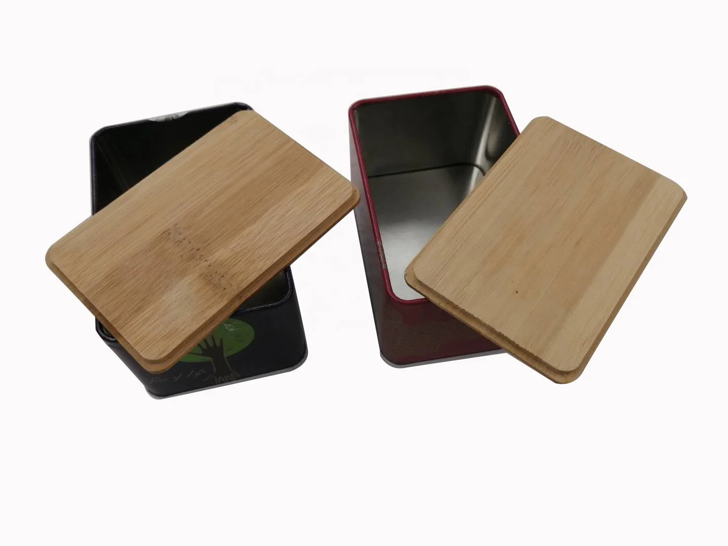 Bamboo lid Tea tin box rectangular small assorted square food tin box cans