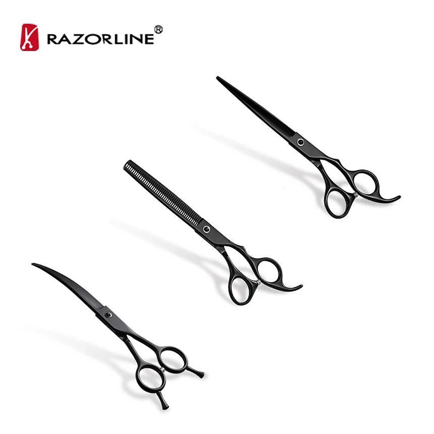 Dog Shears Kit Dog Thinning Scissors SUS420J2+ Stainless Steel Dog Scissors Set  Curved Shears