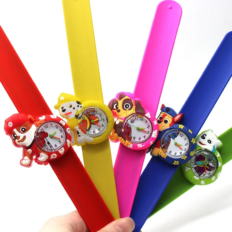 Wholesale cheap toy paw cartoon slap snap on silicon wrist watch kids watches cartoon slap watch children