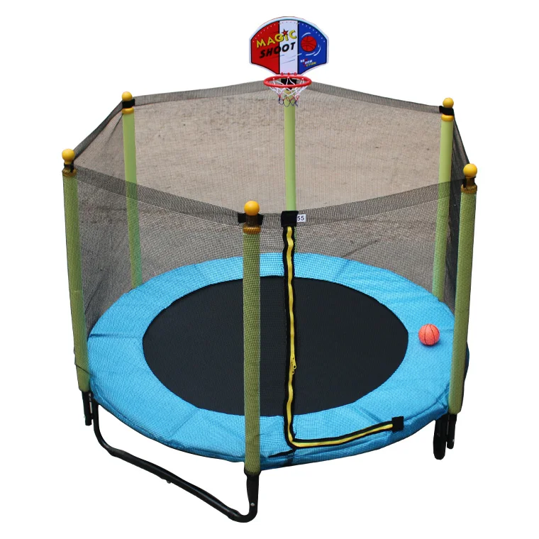 New design 5 FT indoor and outdoor trampoline low net with basketball hoop, fitness trampoline for kids