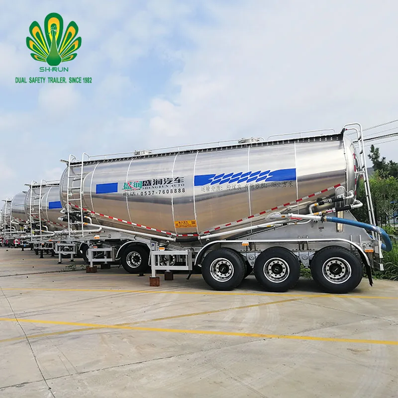 3 Axles 36 cbm V-shape Aluminum alloy Cement Tanker trailer single compartment