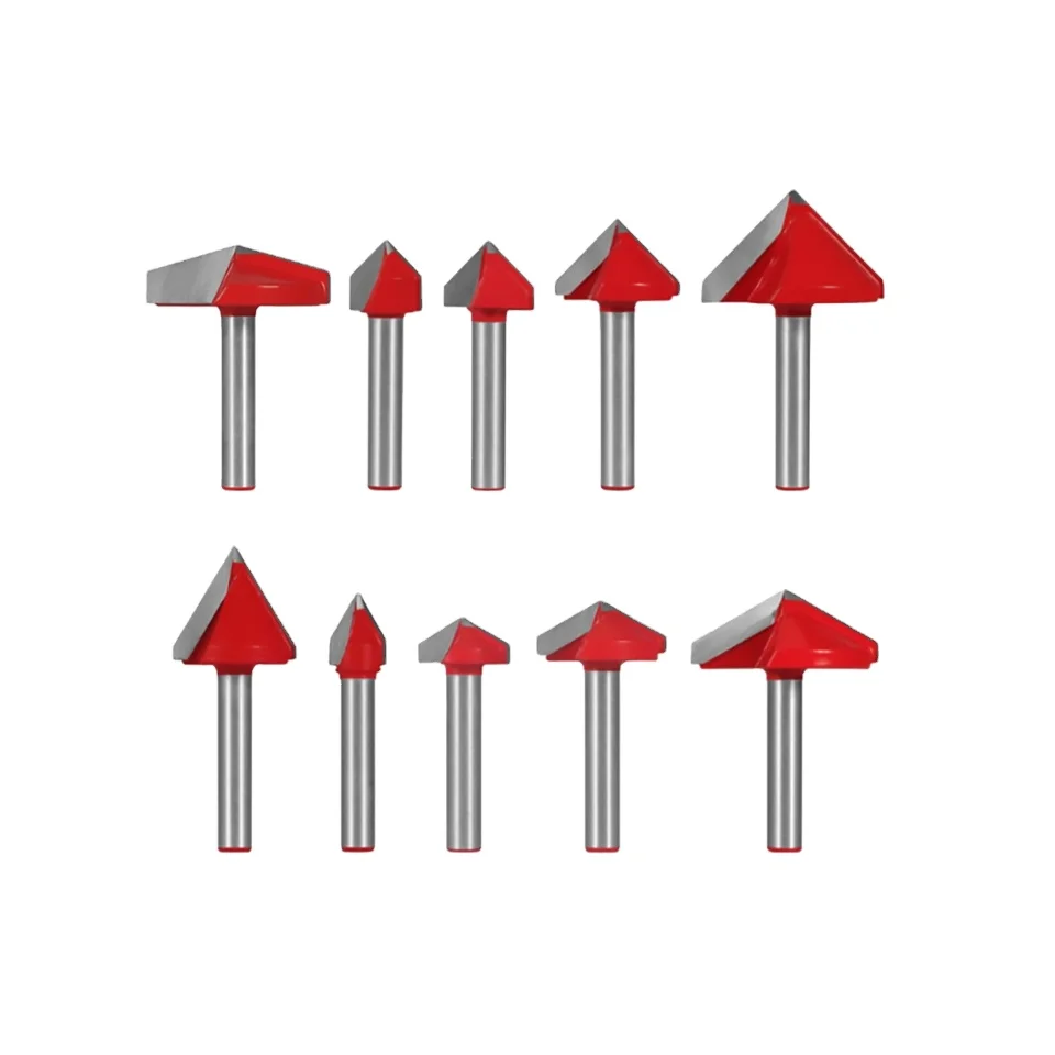 V Groove Cutter Woodworking Compression Router Bit CNC Tools 1/2*32*13.24