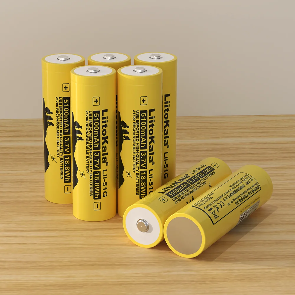 21700 Battery 3.7v Li-ion Rechargeable Batteries 5100mAh 21700 Cell Lithium Ion Electric Bicycle Battery LiitoKala Lii-51G