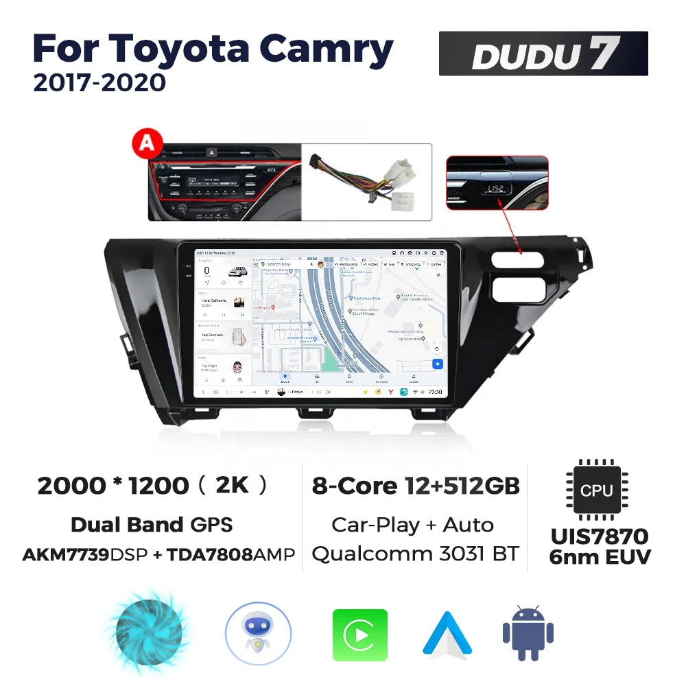Navifly 2din DUDU7 car stereo audio auto electronics dvd player 2K  QLED screen WIFI   for Toyota Camry 2017 2018 2019 2020