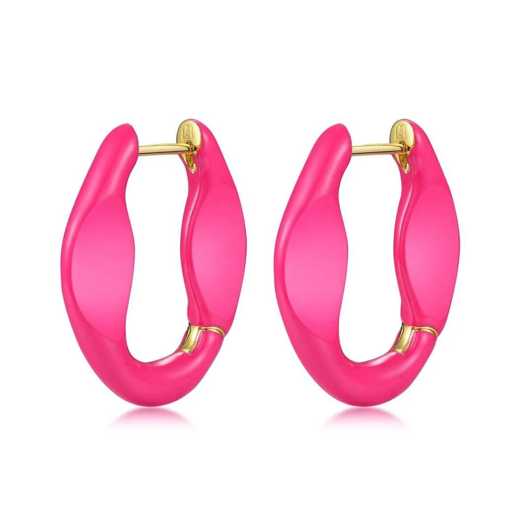 Milskye Fashion New Trendy Rihanna Style Big Large Brass Gold Plated Enamel Earrings