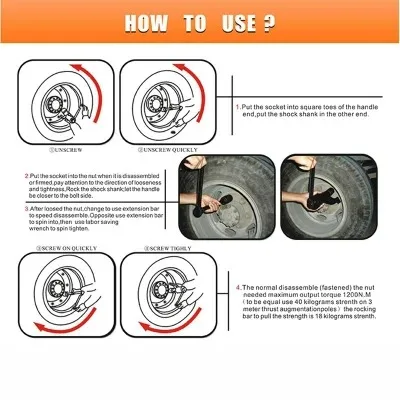 Heavy Duty Vehicle Tire-Nut Wrench Labor Saving Geared Lug Nut Wrench with Case