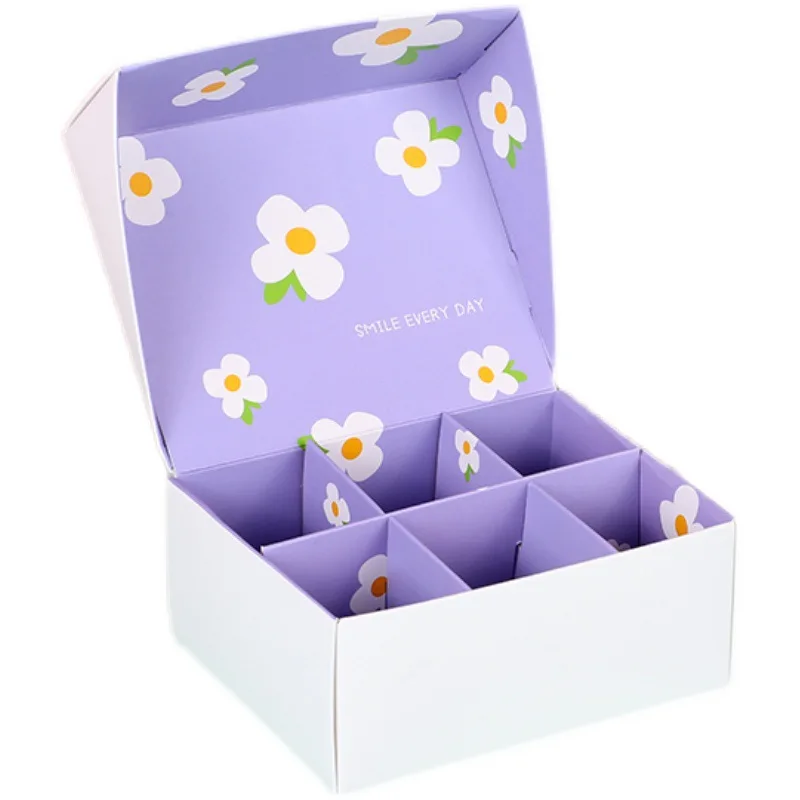 Wholesale custom 6 box macaron packaging box with flip, baked cookies strawberry dessert box,chocolate boxes with dividers