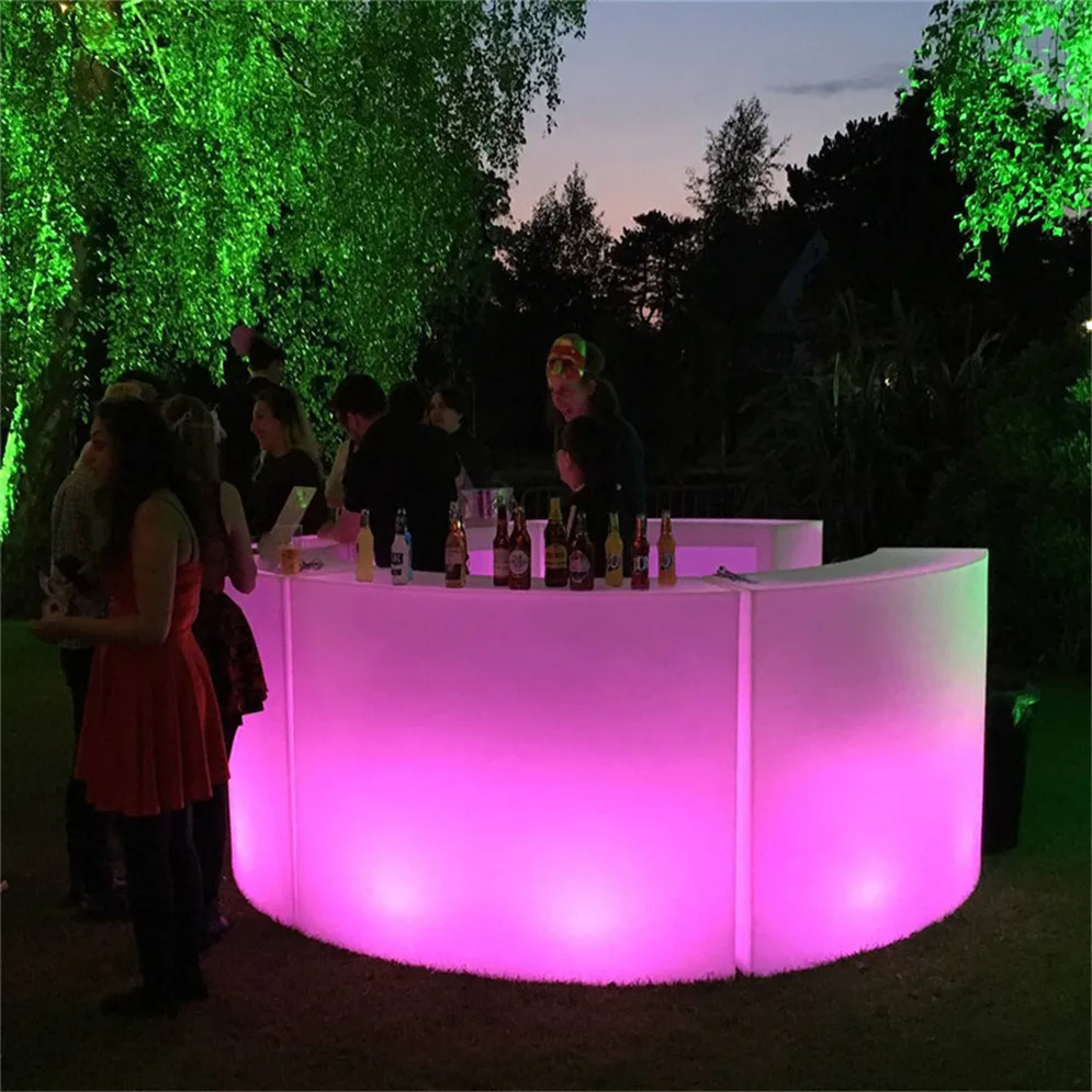 pe plastic glowing  led bar furniture portable mobile counter for events mostrador tienda restaurant bar led shelf