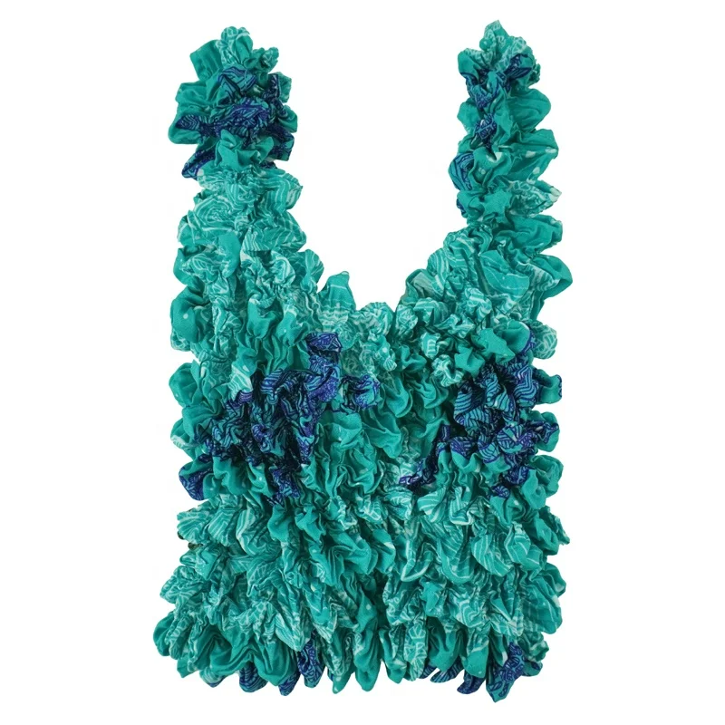 Cheap low MOQ wholesale turtle pattern polyester magic stretch pleated shopping bags foldable expansion paddy bags