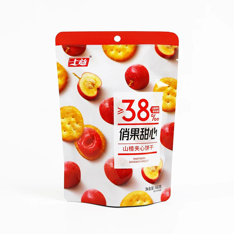 New design Jam filling sandwich cracker 66g Hawthorn fresh fruit jam biscuits snacks manufacturers