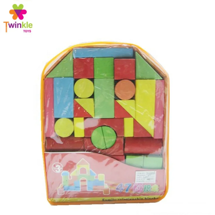 Kids wooden toy blocks 47pcs building blocks sets