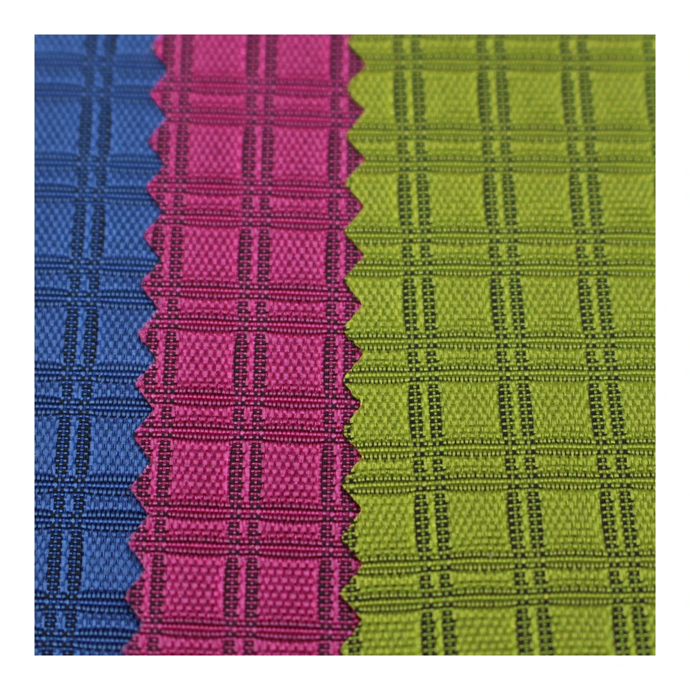 Yarn dyed 300D dual line 0.7 solid grid ripstop nylon oxford fabric with urethane coated