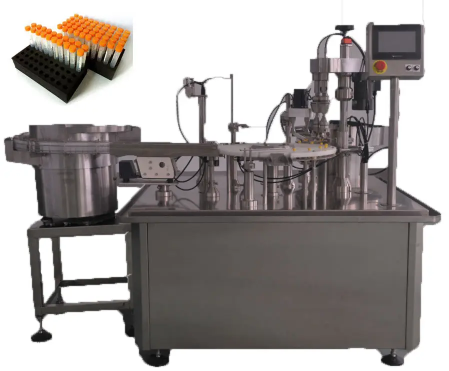 Automatic 1ml 2ml 10ml test tube strip filling capping labeling machine