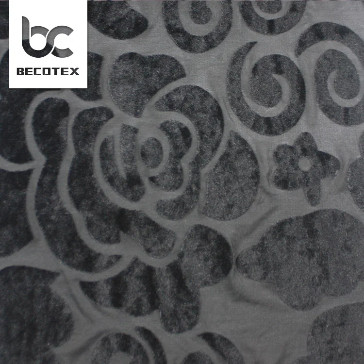 High quality custom flower burnout velvet fabric women clothing super soft knitted velvet fabric